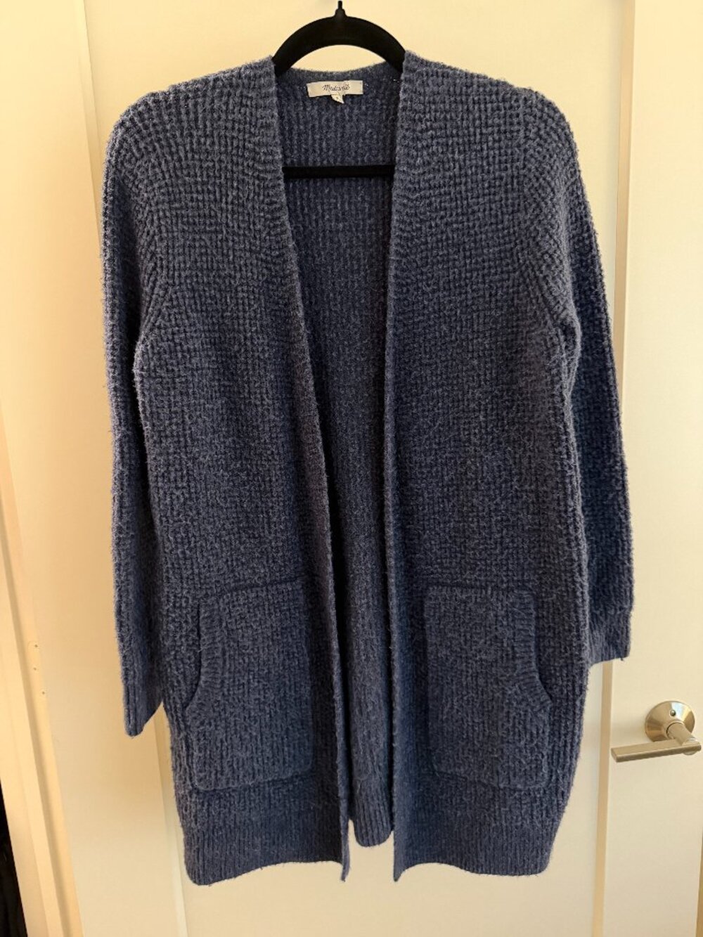 Madewell Blue Slate Waffle-Knit Open-Front Cardigan — Size S